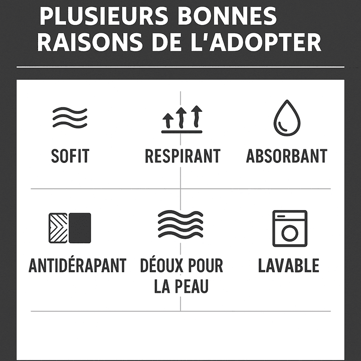 Avantages du revêtement extérieur jardin : doux, respirant, absorbant, antidérapant, adapté à la peau et facile à laver.