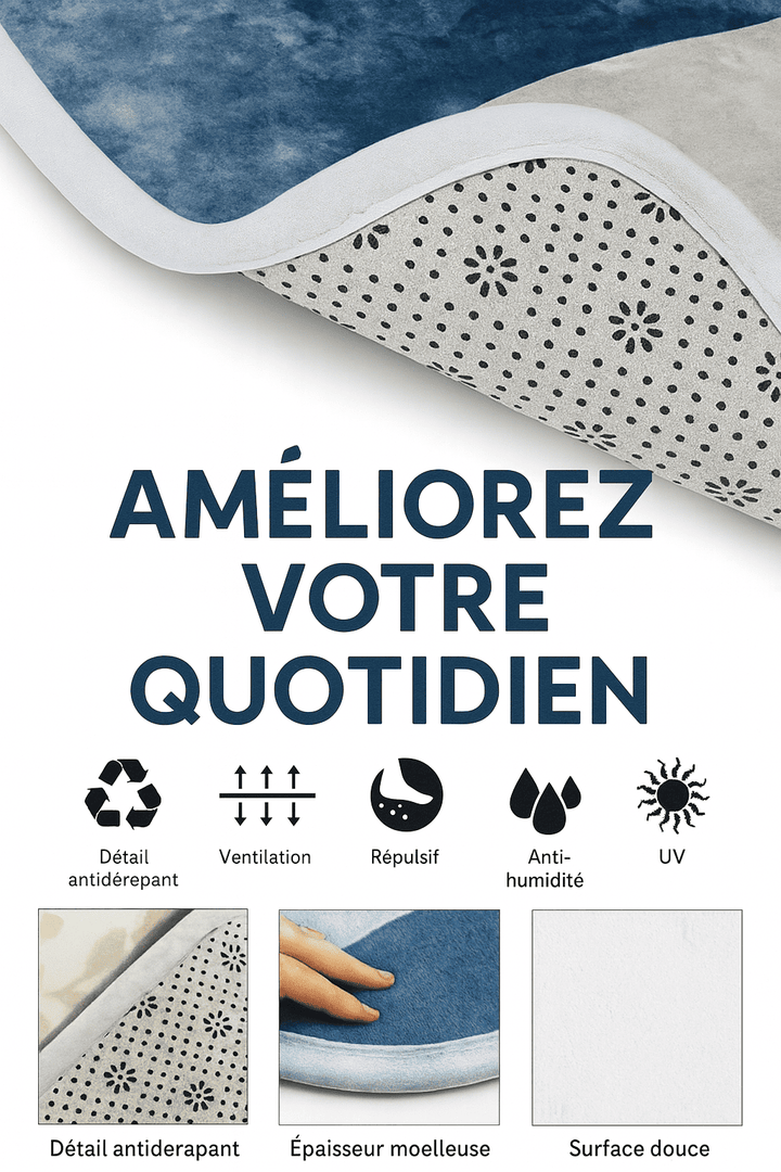 Tapis salon bleu et gris