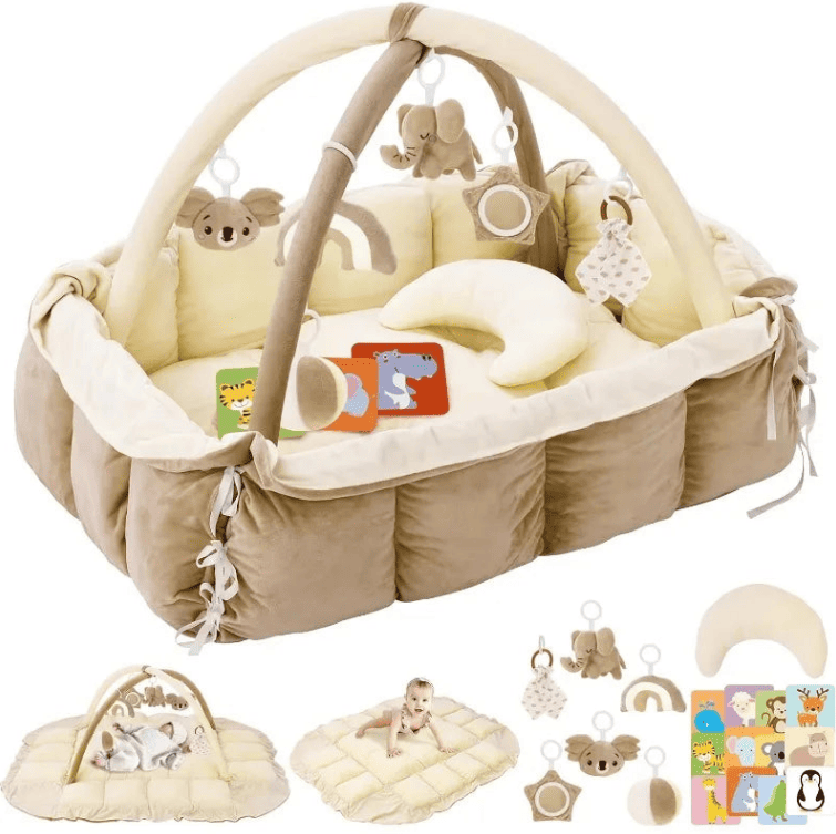 Tapis d'éveil bébé beige