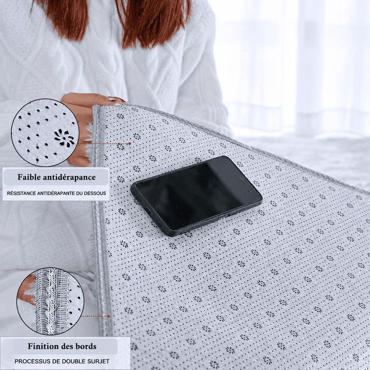 Dessous antidérapant d’un tapis salon moelleux assurant une meilleure stabilité sur parquet, carrelage et sols lisses.