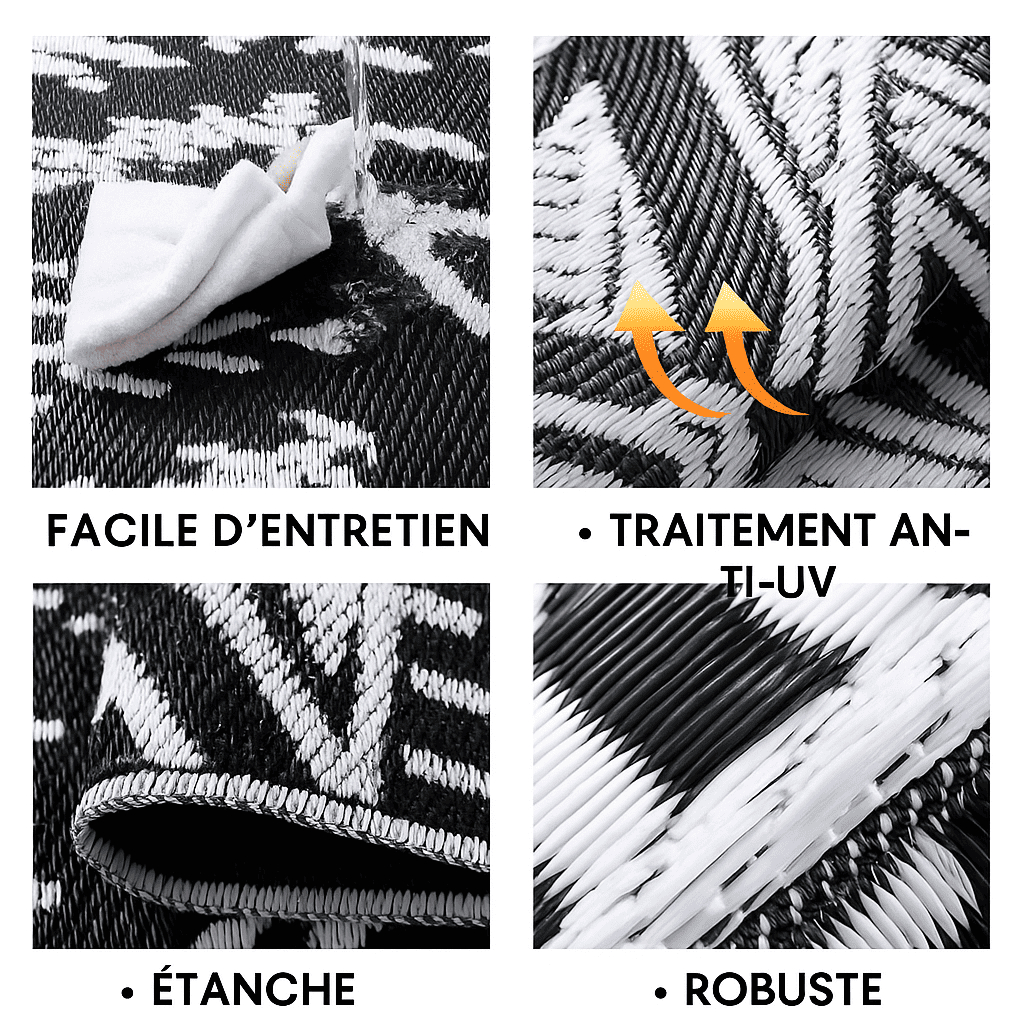 Tapis exterieur noir et blanc