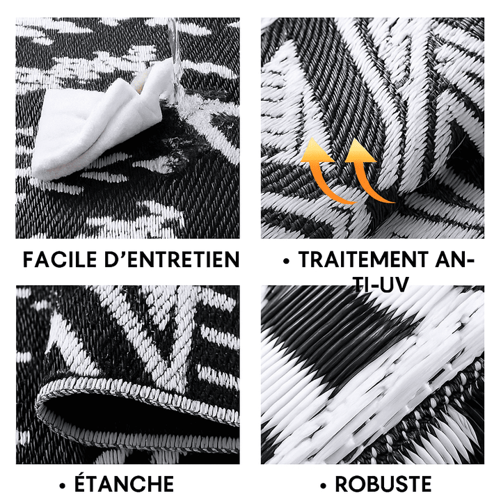 Tapis exterieur noir et blanc