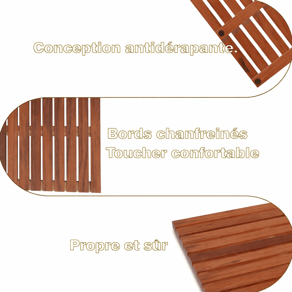 tapis douche bois antidérapant design et confortable