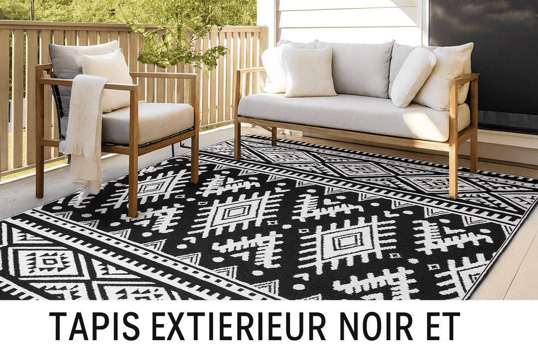 Tapis exterieur noir et blanc