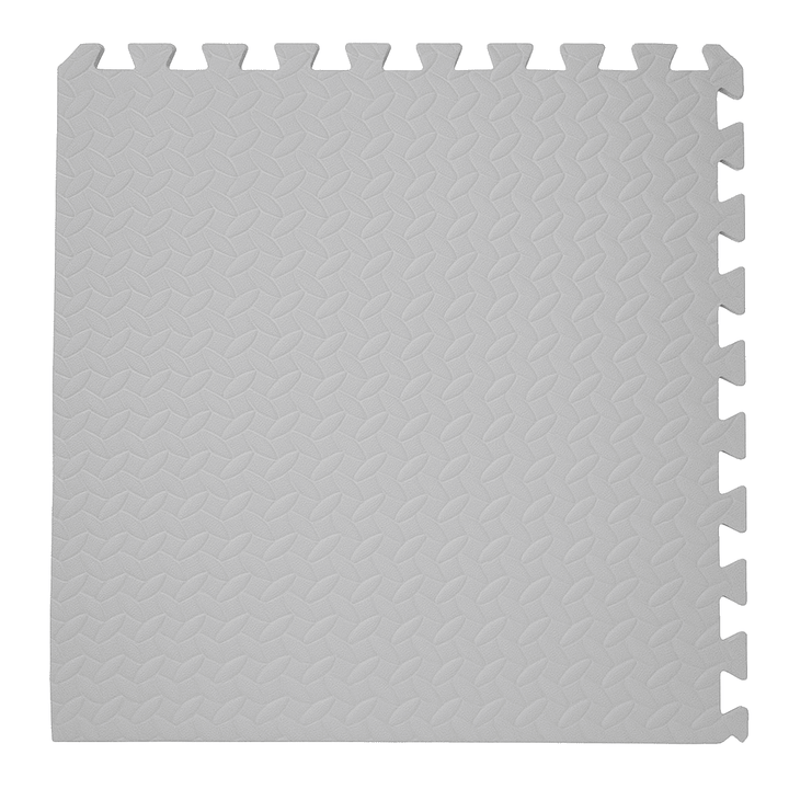 Dalle de sol en mousse EVA grise à bord puzzle, surface texturée anti-dérapante pour tapis de sport en salle.