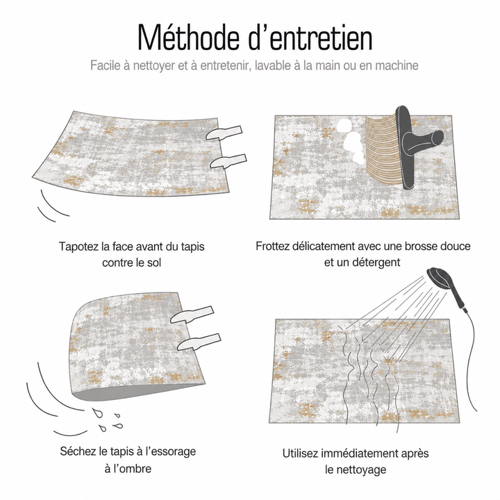 Conseils d'entretien du tapis salon poil ras 160x230 pour conserver son aspect moderne et élégant.