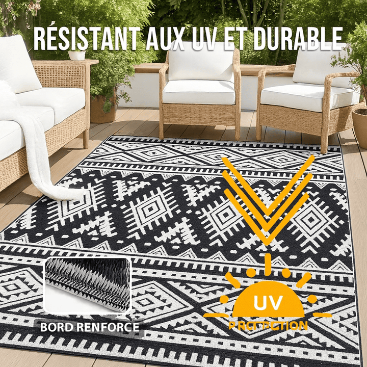 Tapis exterieur noir et blanc