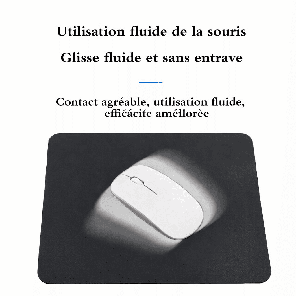 Utilisation fluide de la souris sur tapis de souris cuir noir