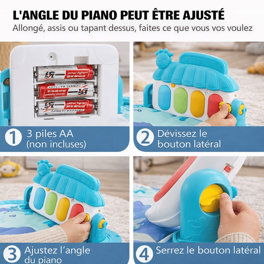 réglage du piano et fonctionnement du tapis d’éveil musical bébé
