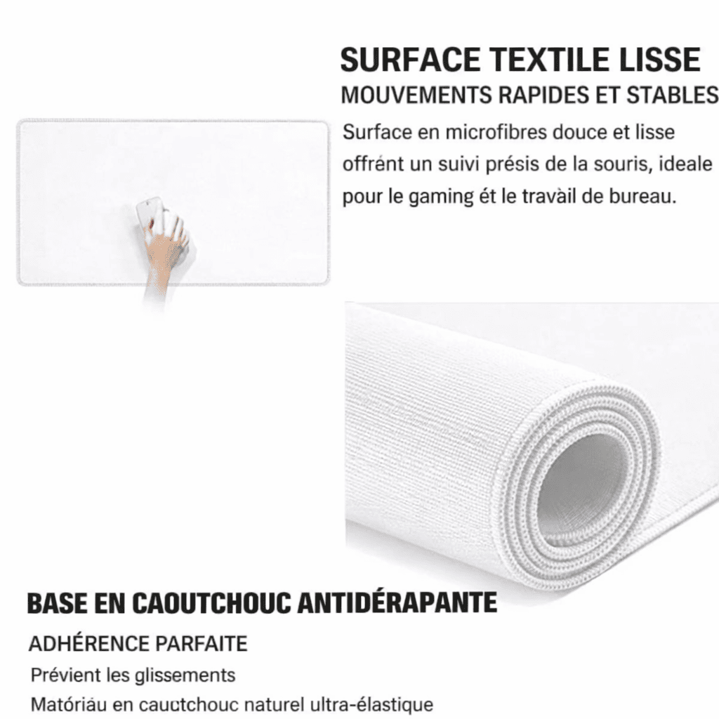 surface micro-tissée du tapis de souris blanc pour glisse fluide