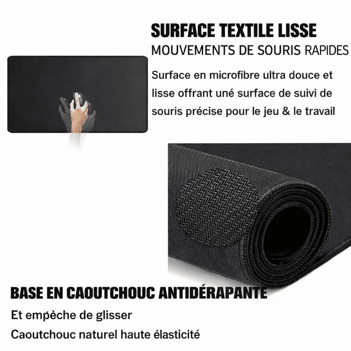 surface textile lisse du tapis de souris noir pour précision de la souris
