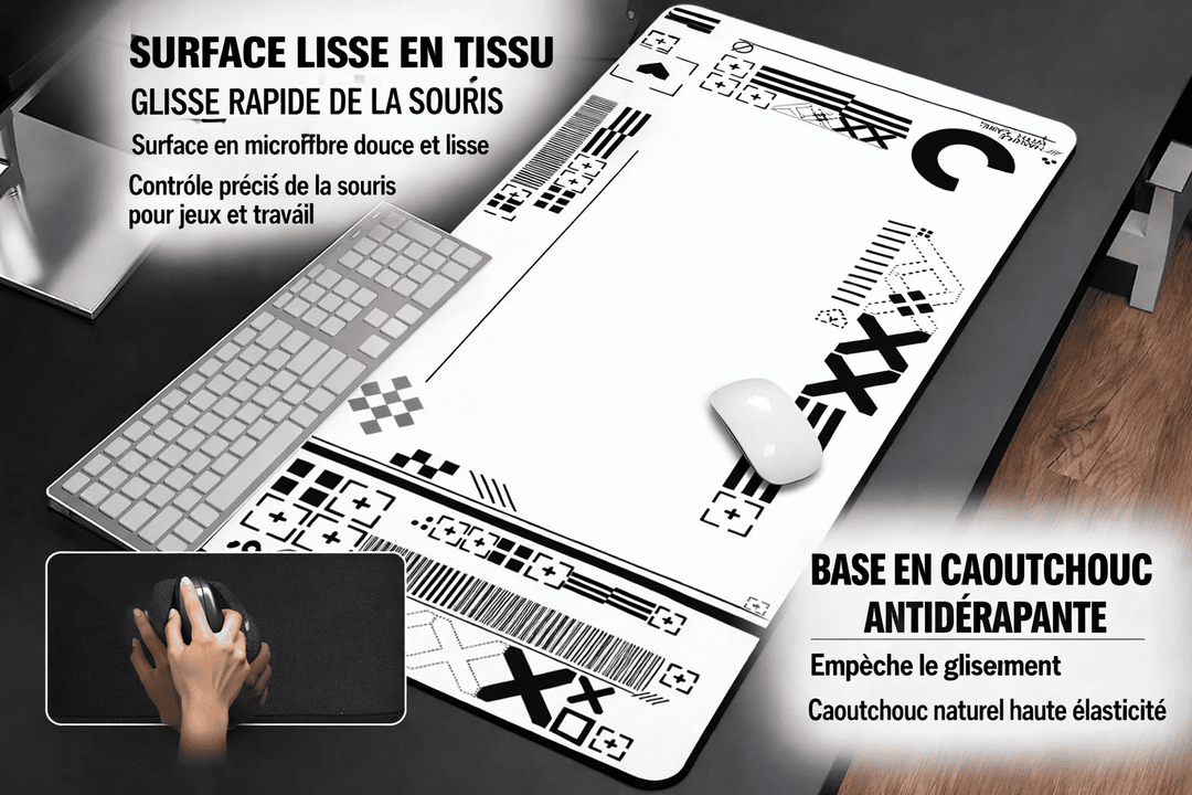 Surface textile lisse du tapis de souris 900x400 précision souris