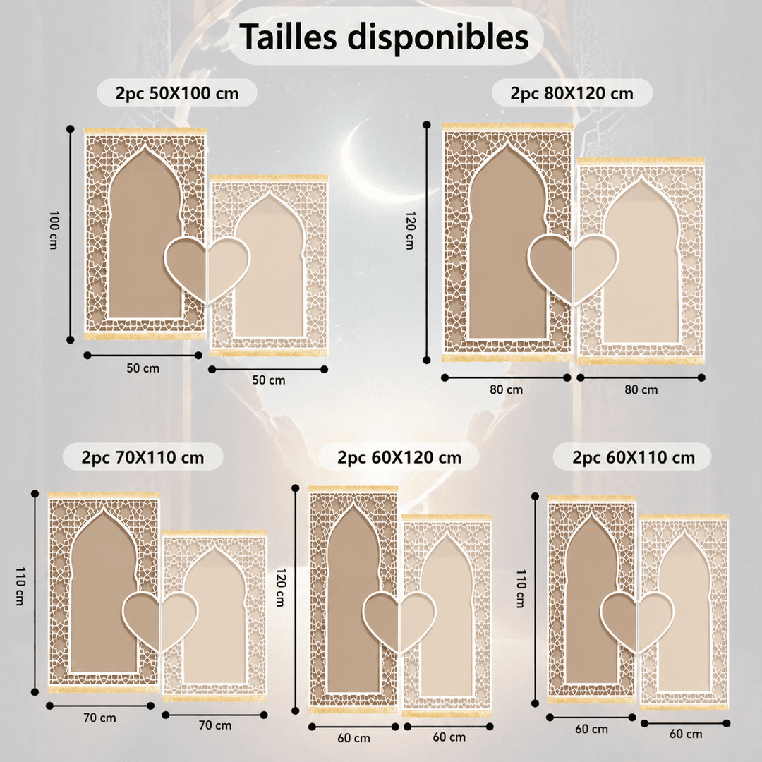 tapis de prière beige dimensions disponibles différentes tailles tapis de salat adulte guide tailles produit