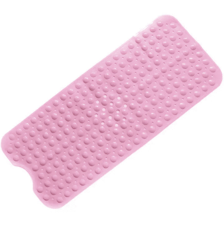 Tapis antidérapant rose pour baignoire avec surface à picots, conçu pour prévenir les glissades et ajouter une touche de couleur à la salle de bain.
