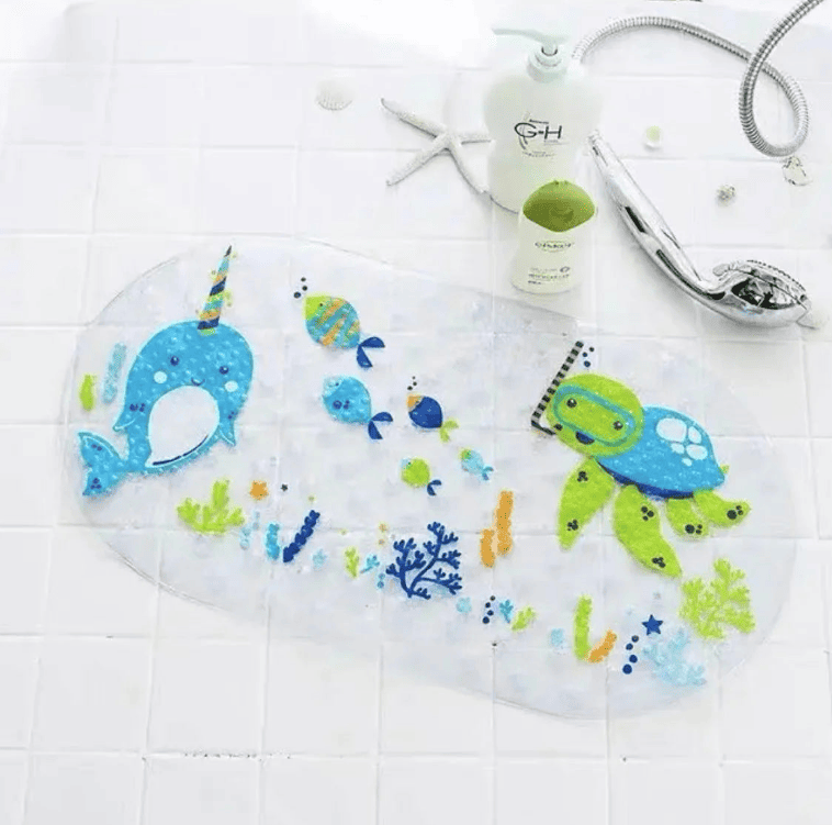 tapis baignoire bébé antidérapant avec animaux marins colorés pour bain sécurisé enfant