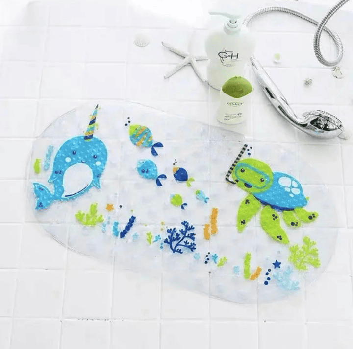tapis baignoire bébé antidérapant avec animaux marins colorés pour bain sécurisé enfant