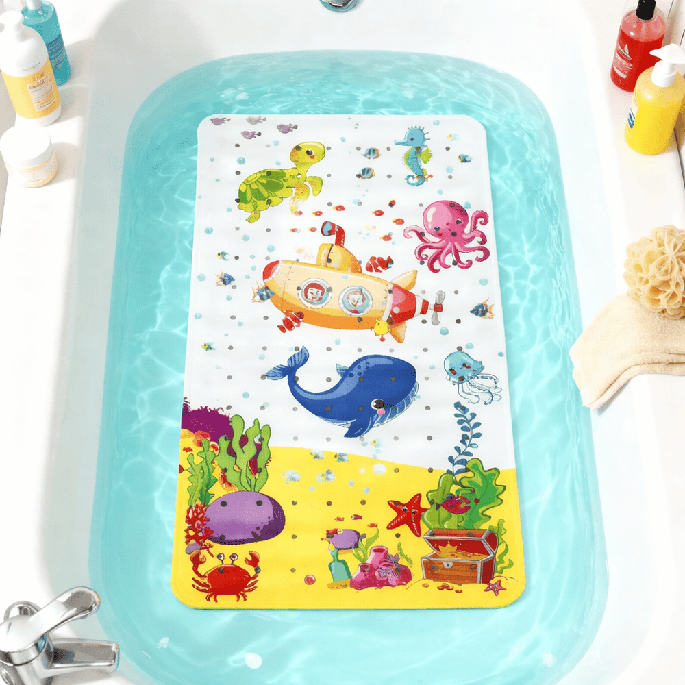 tapis baignoire bébé avec motifs marins colorés antidérapant et ludique