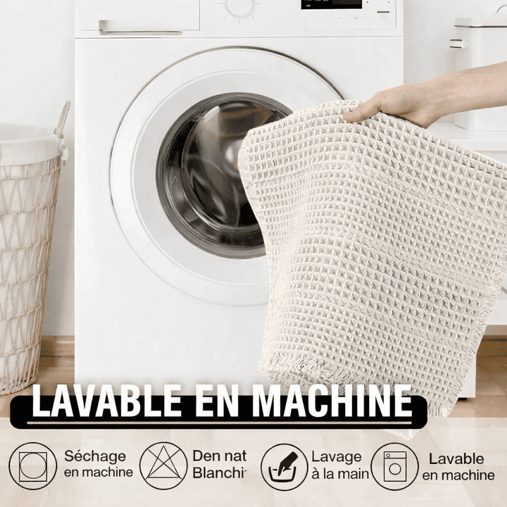 tapis de bain beige lavable machine entretien facile tapis salle de bain durable