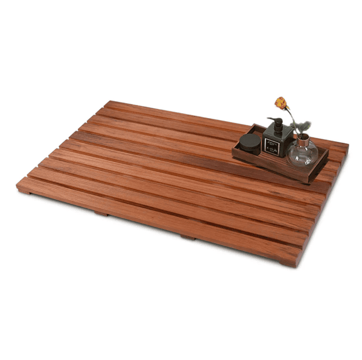 tapis de bain bois teck design salle de bain moderne