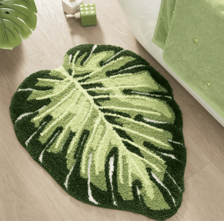 tapis de bain design feuille texture douce et confortable