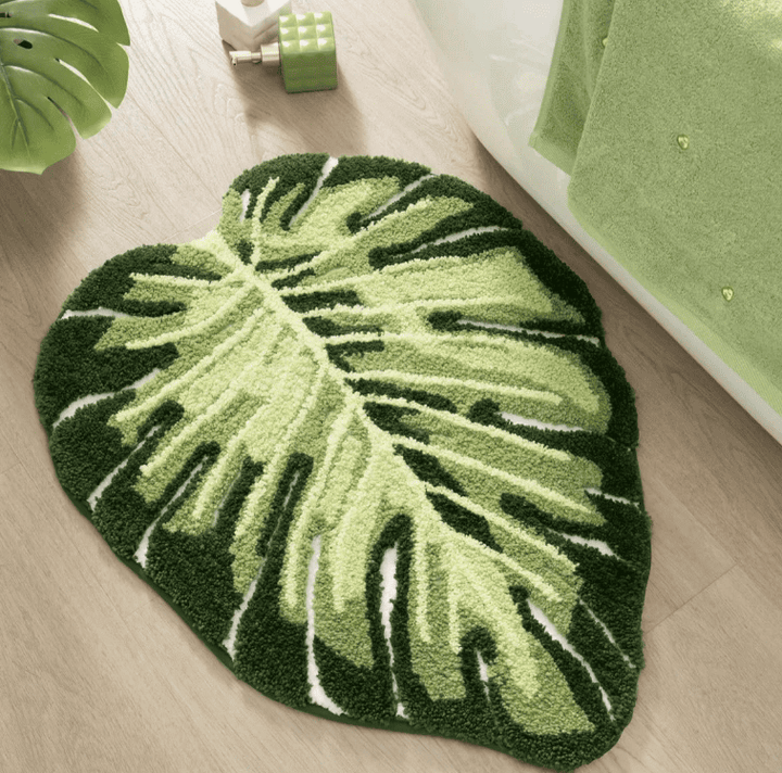 tapis de bain design feuille texture douce et confortable
