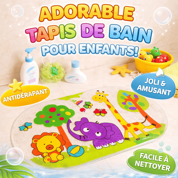 tapis de bain enfant antidérapant avec ventouses et design ludique pour baignoire bébé