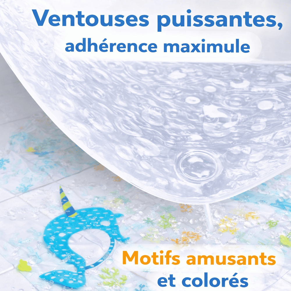 tapis de bain enfant avec ventouses puissantes pour une adhérence maximale dans la baignoire