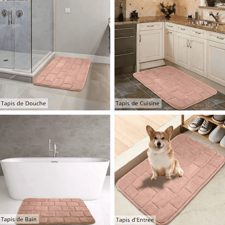 tapis rose utilisé en salle de bain cuisine et entrée, tapis absorbant multifonction antidérapant