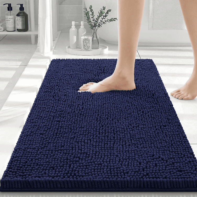 tapis de bain xxl bleu foncé absorbant