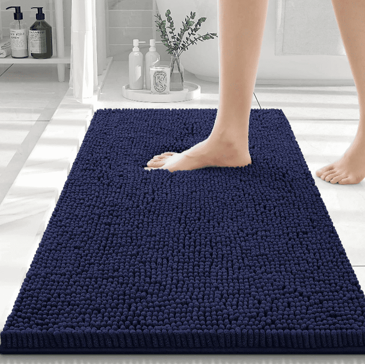 tapis de bain xxl bleu foncé absorbant