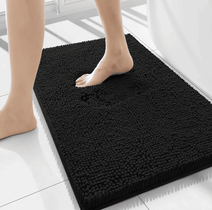 tapis de bain xxl noir antidérapant élégant