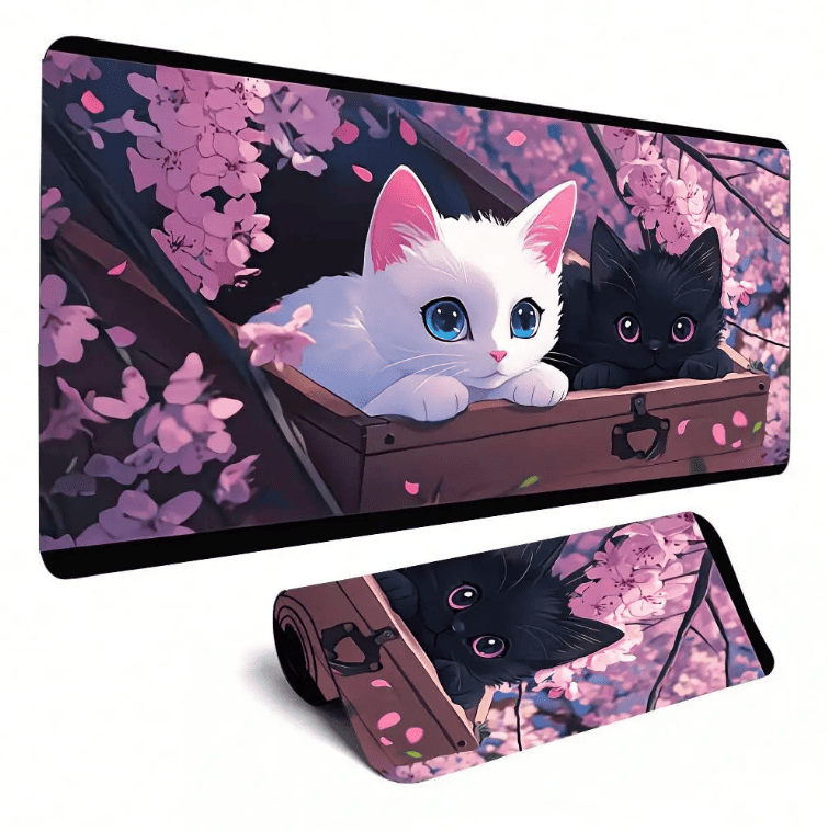 tapis de souris chat xxl bureau fleurs cerisier