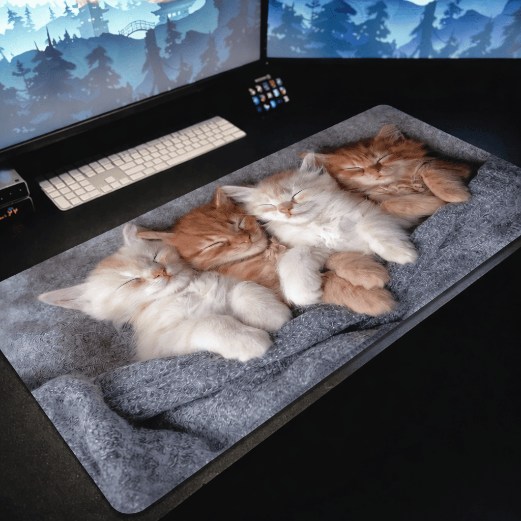 tapis de souris chaton xxl bureau avec chatons endormis