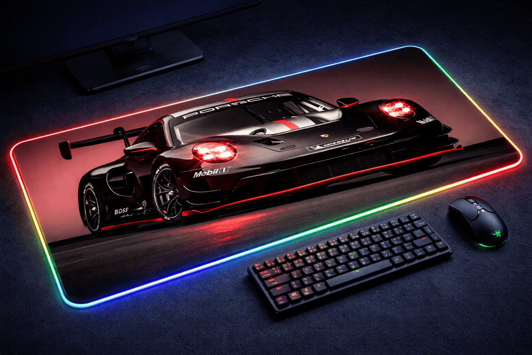 tapis de souris porsche gaming xxl rgb voiture sport grand format bureau gamer