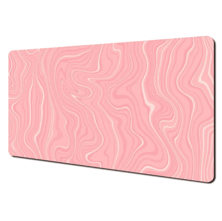 Tapis de souris rose grand format XXL avec motif moderne ondulé et surface lisse antidérapante.