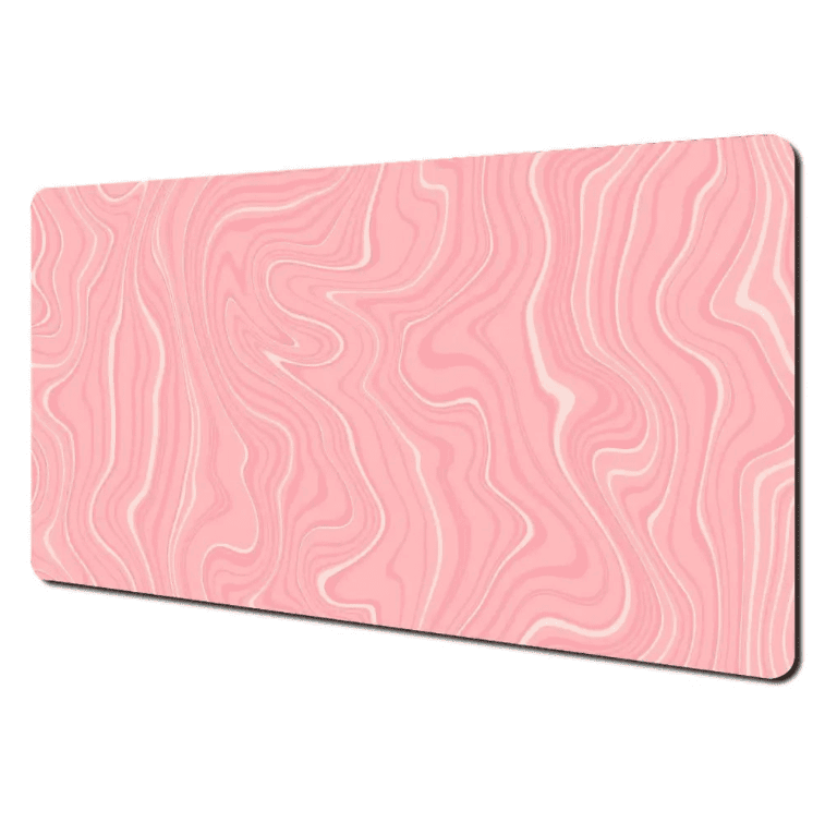 Tapis de souris rose grand format XXL avec motif moderne ondulé et surface lisse antidérapante.