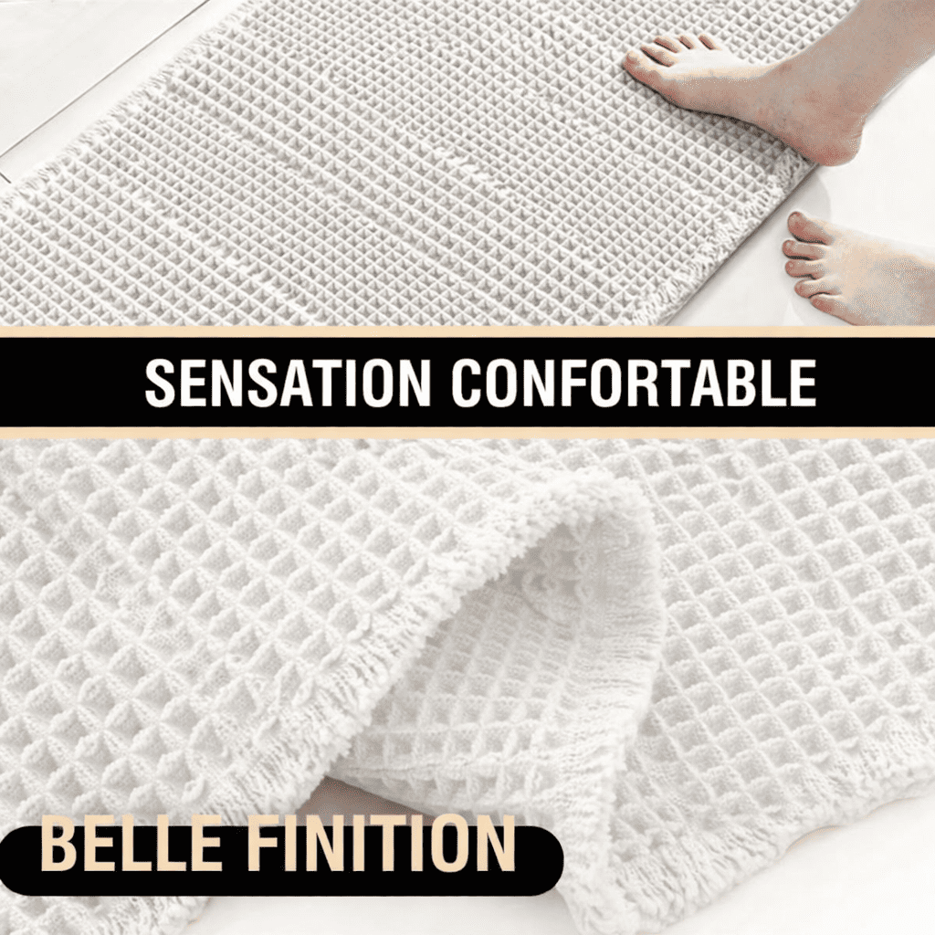 tapis douche beige confortable sensation douce pieds tapis salle de bain moelleux
