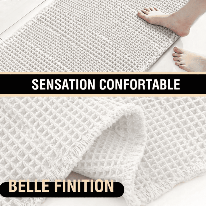 tapis douche beige confortable sensation douce pieds tapis salle de bain moelleux