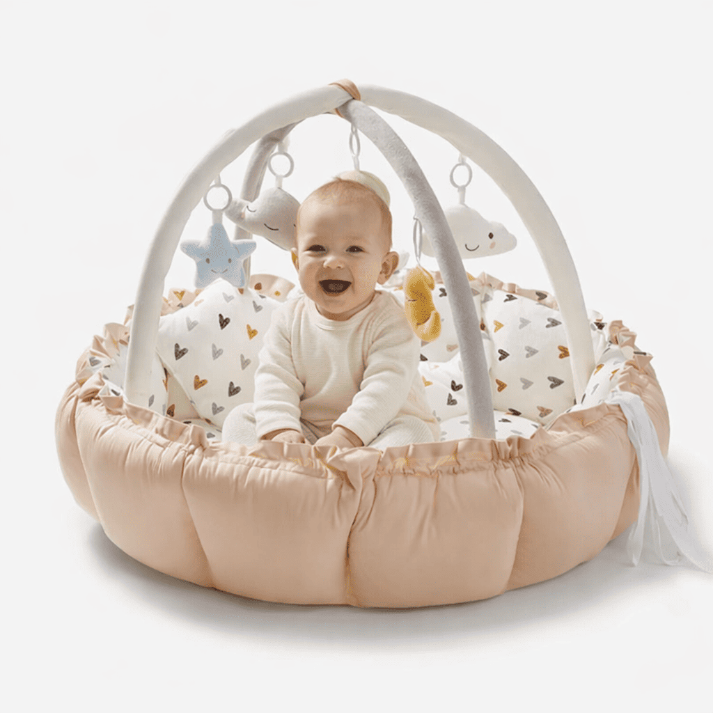 Tapis d’éveil épais pour bébé avec arche, rembourré et confortable, bébé assis et jouant en toute sécurité