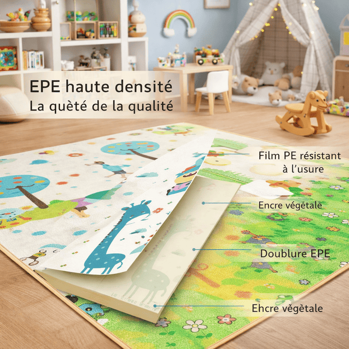 Surface antidérapante et confortable du tapis d’éveil sans arche pour bébé