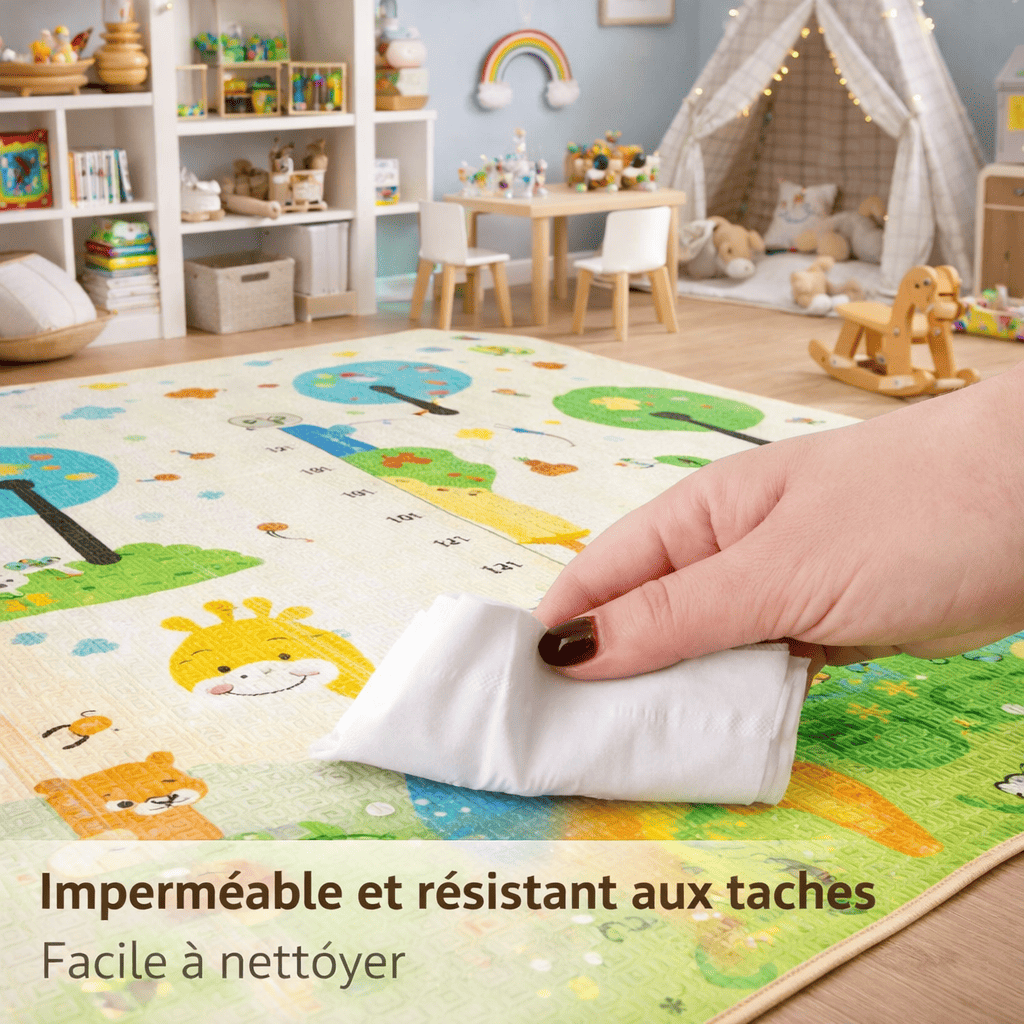 Nettoyage facile du tapis d’éveil sans arche imperméable avec un chiffon humide