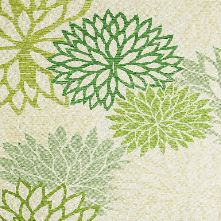 Tapis extérieur balcon à motif floral vert, résistant aux intempéries et facile à nettoyer.