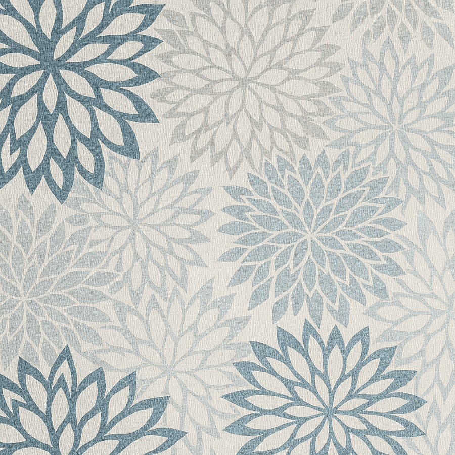 Tapis extérieur balcon à motif floral bleu et gris, résistant aux intempéries et idéal pour aménager un espace extérieur élégant et confortable.