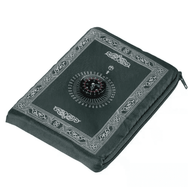 tapis de prière vert foncé portable avec boussole et format léger facile à transporter