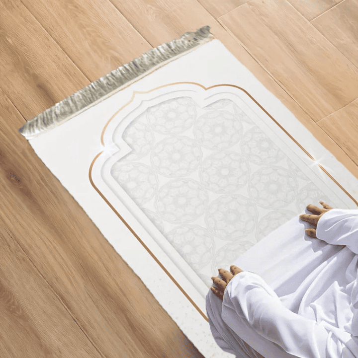 tapis de prière blanc pliable et léger facile à transporter tapis de salat portable pratique