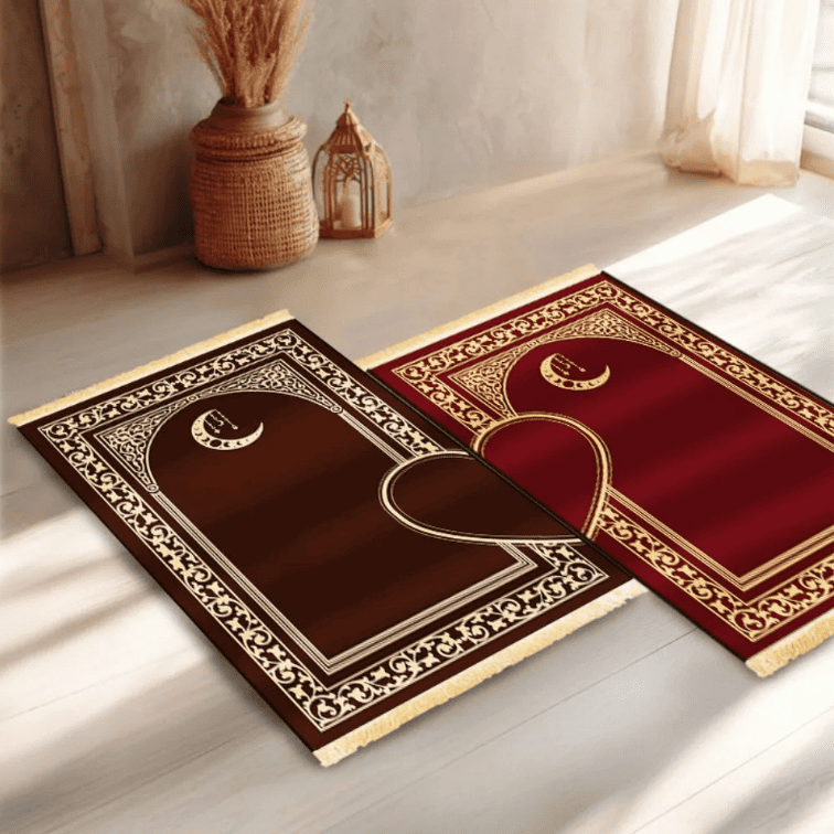 tapis de prière couple cœur confortable adulte tapis islamique duo doux et pratique pour prier à deux