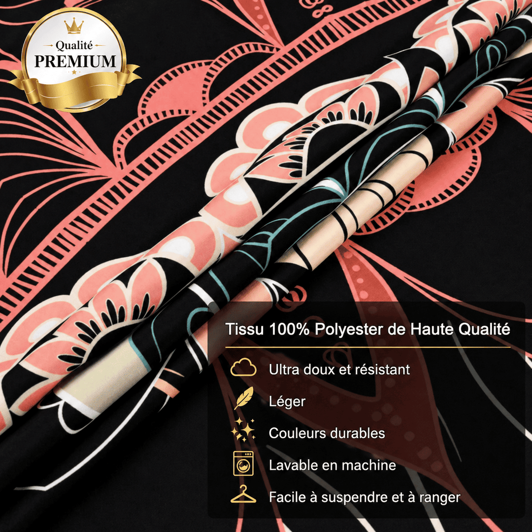 tapis de prière femme rose tissu polyester doux résistant léger lavable en machine qualité durable