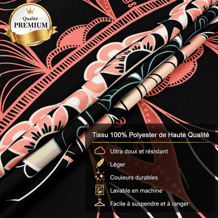 tapis de prière femme rose tissu polyester doux résistant léger lavable en machine qualité durable