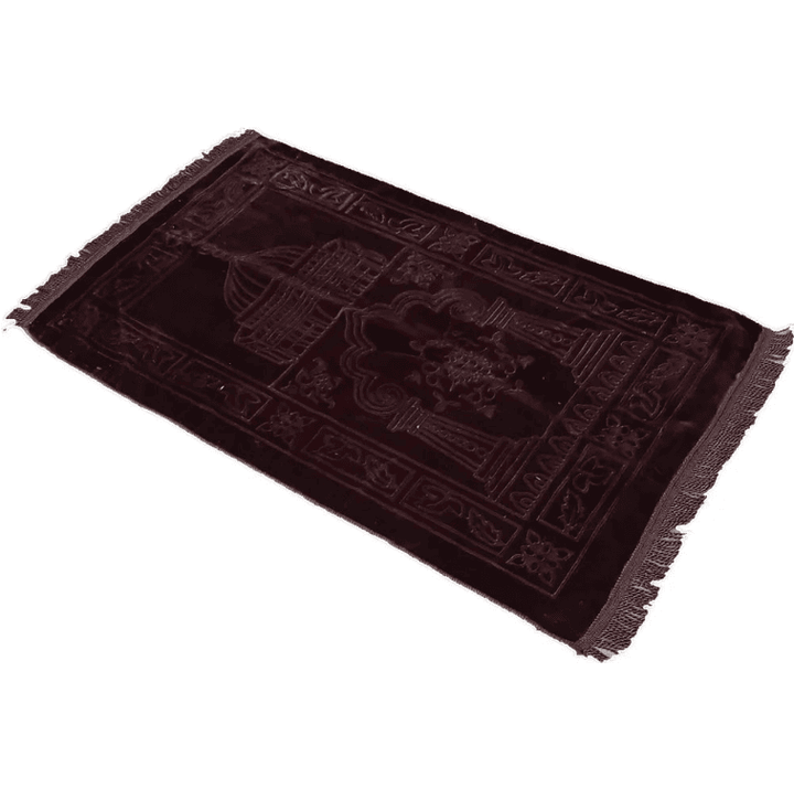 Tapis de prière marron élégant et confortable avec tissu fin léger et facile à ranger