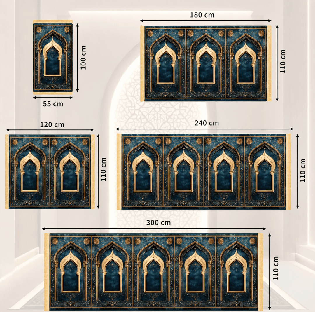 dimensions tapis de prière homme différentes tailles disponibles 55x100 110x120 110x180 110x240 110x300 cm